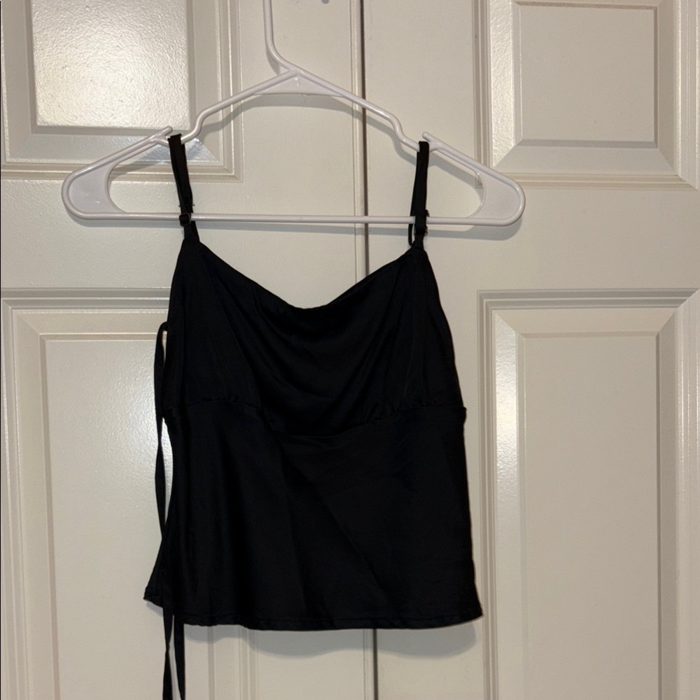 Wild Fable Black Tie Front Crop Camisole